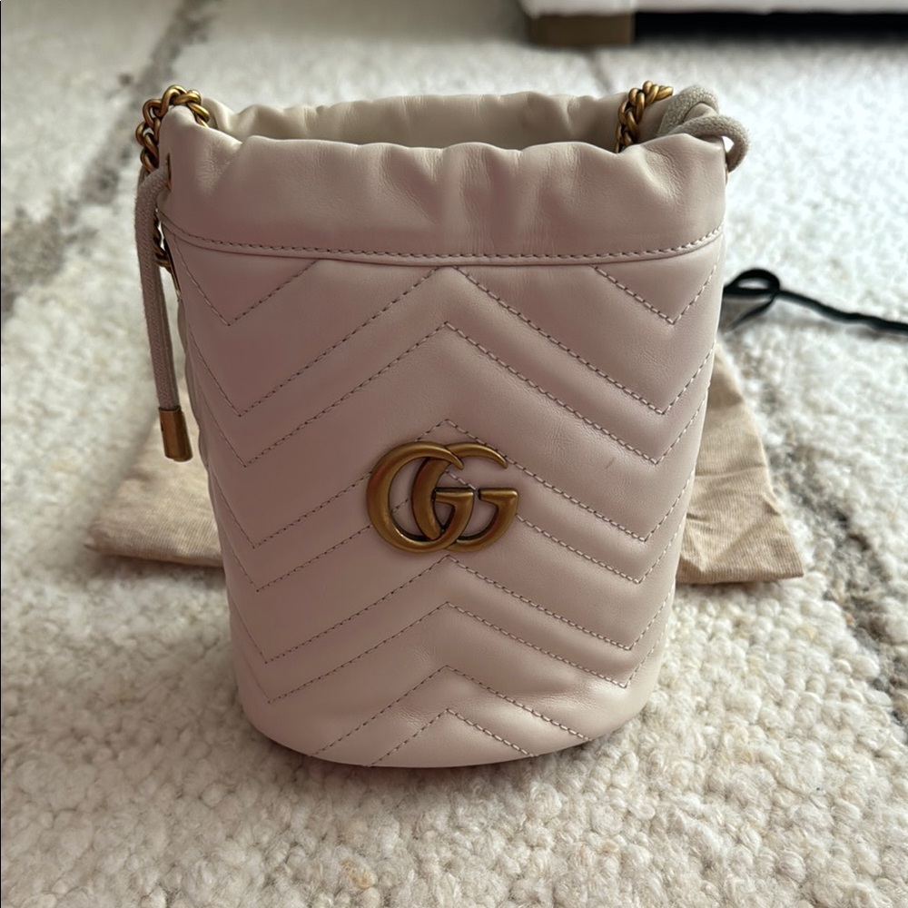 Gucci Marmont Cream Bucket Bag